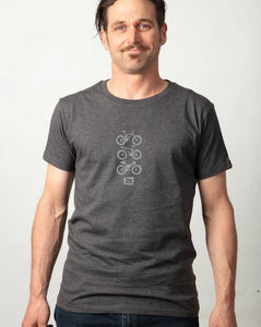 Mens organic cotton T Shirt - Charcoal marle "Ride"