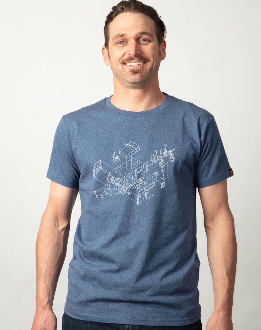 Mens organic cotton Tshirt - Blue marle  "Kombi"