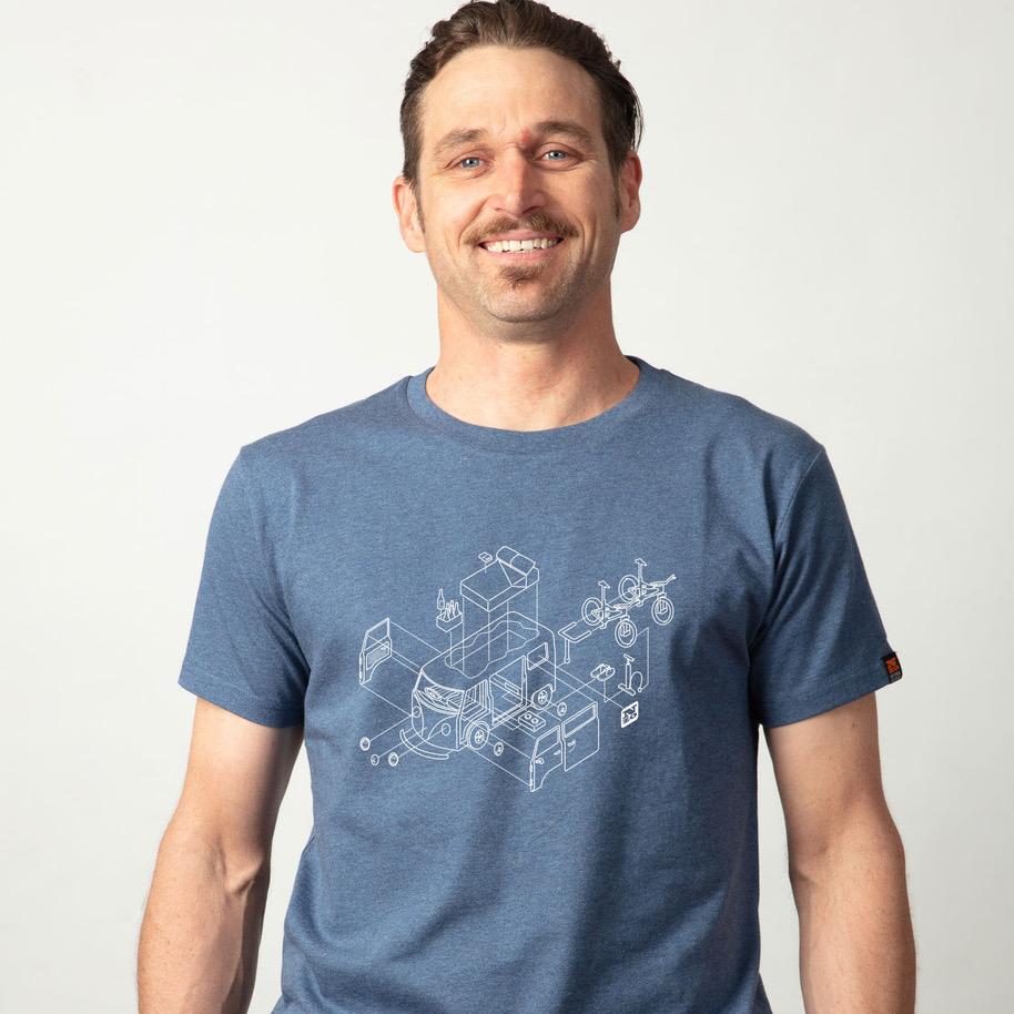 Mens organic cotton Tshirt - Blue marle  "Kombi"