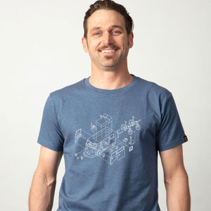 Mens organic cotton Tshirt - Blue marle  "Kombi"