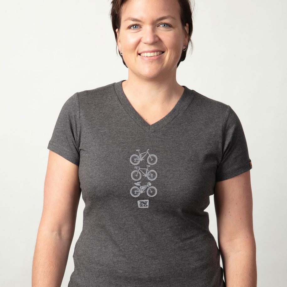 Womens organic cotton T Shirt - Charcoal marle "Ride"